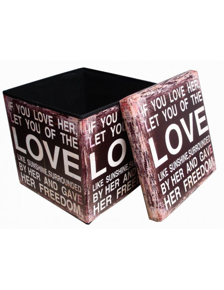Pouf contenitore richiudibile in ecopelle 38x38x38 cm