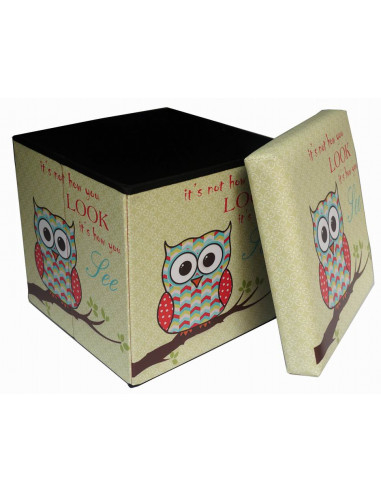 Pufe recipiente dobrável em couro ecológico 38x38x38 cm Pufe recipiente dobrável em couro ecológico 38x38x38 cm