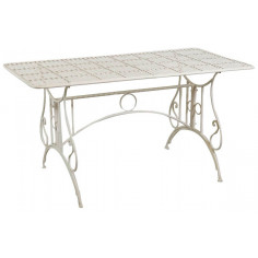 Tavolo in ferro battuto smontabile finitura bianca anticata 150x80x77 cm