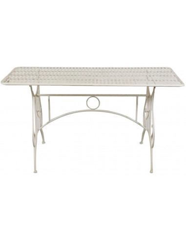 Tavolo in ferro battuto smontabile finitura bianca anticata 150x80x77 cm Tavolo in ferro battuto smontabile finitura bianca anticata 150x80x77 cm