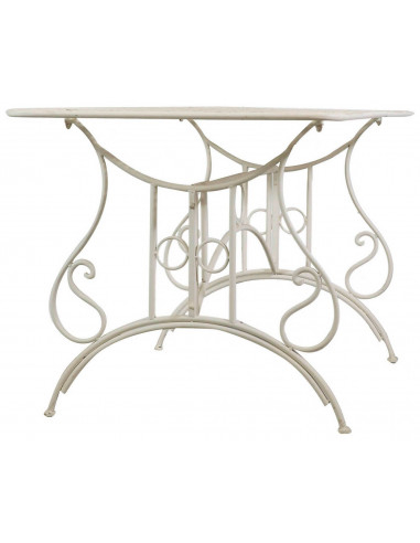 Tavolo in ferro battuto smontabile finitura bianca anticata 150x80x77 cm Tavolo in ferro battuto smontabile finitura bianca anticata 150x80x77 cm