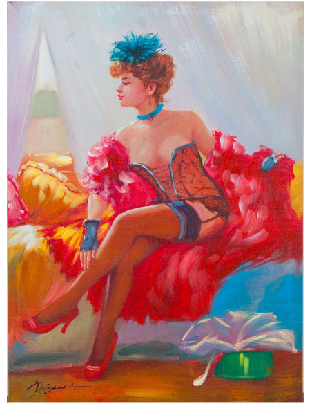 Pintura a óleo sobre tela pintada à mão 50x3x70 cm