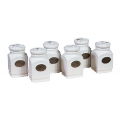 Set 6 contenitori spezie in porcellana bianca L6xPR6xH11 cm cad.