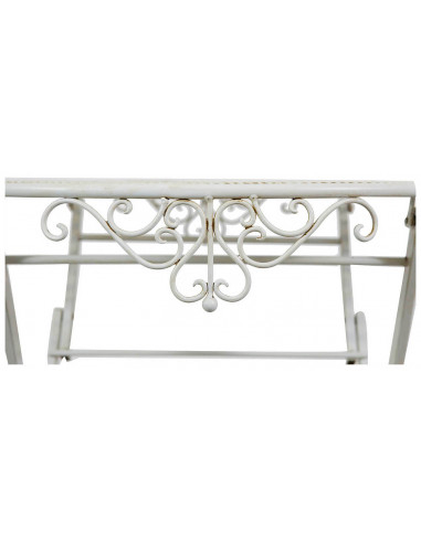 Mesa de centro dobrável em ferro forjado com acabamento branco antigo diam.70x76 cm Mesa de centro dobrável em ferro forjado com acabamento branco antigo diam.70x76 cm