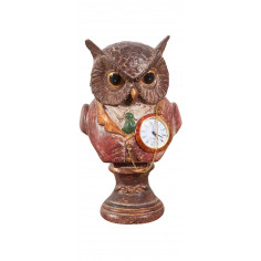 Gufo con orologio in resina dipinta L10xPR10xH18 cm 2
