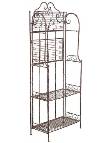 Etagere multifuncional dobrável em ferro forjado com acabamento em ferrugem antiga L63xDP33xH165 cm Etagere multifuncional dobrável em ferro forjado com acabamento em ferrugem antiga L63xDP33xH165 cm
