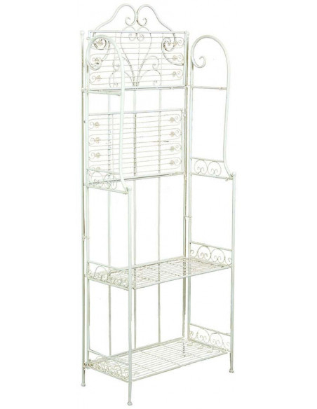 Etagere multifunzione richiudibile in ferro battuto finitura bianca anticata L63xPR33xH165 cm