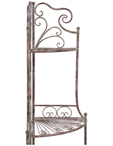 Etagere de canto, multifuncional, dobrável em ferro forjado com acabamento ferrugem antigo L46xDP32xH155 cm Etagere de canto, multifuncional, dobrável em ferro forjado com acabamento ferrugem antigo L46xDP32xH155 cm