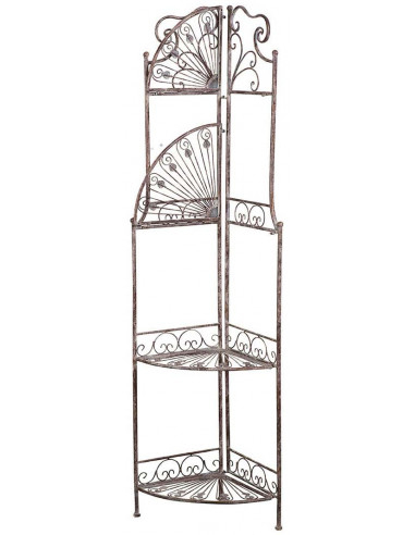 Etagere ad angolo, multifunzione, richiudibile in ferro battuto finitura ruggine anticata L46xPR32xH155 cm Etagere ad angolo, multifunzione, richiudibile in ferro battuto finitura ruggine anticata L46xPR32xH155 cm