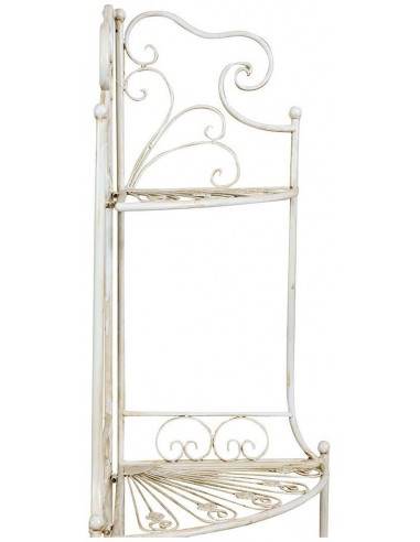 Etagere ad angolo, multifunzione,richiudibile in ferro battuto finitura bianca anticata: foto vista ripiani - Biscottini.it Etagere ad angolo, multifunzione,richiudibile in ferro battuto finitura bianca anticata: foto vista ripiani - Biscottini.it
