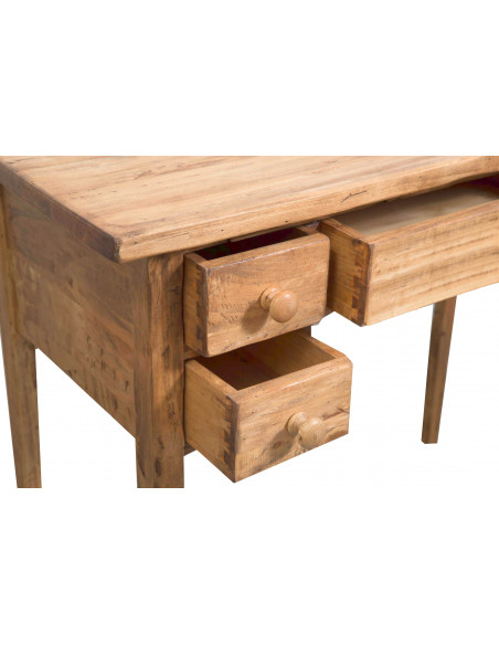 Writing desk in wood natural finish: particular of the craftsmanship of the drawers. Made in Italy - by Biscottini