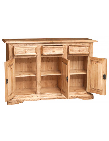 Aparador country em madeira maciça de limão, acabamento natural 156x45x103 cm Aparador country em madeira maciça de limão, acabamento natural 156x45x103 cm