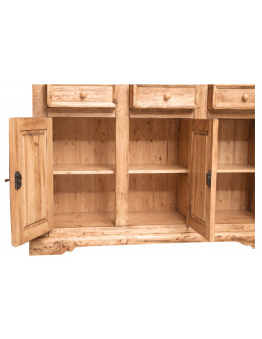 Aparador country em madeira maciça de limão, acabamento natural 156x45x103 cm Aparador country em madeira maciça de limão, acabamento natural 156x45x103 cm