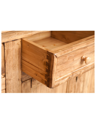 Credenza Country in legno massello di tiglio finitura naturale 156x45x103 cm Credenza Country in legno massello di tiglio finitura naturale 156x45x103 cm