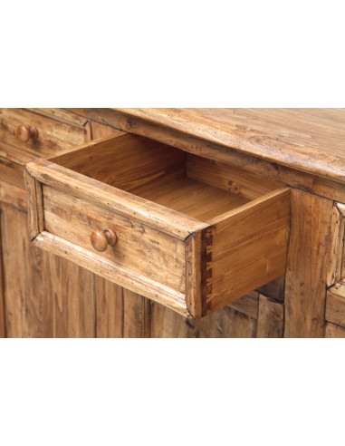 Credenza Country in legno massello di tiglio finitura naturale 202x45x103 cm Credenza Country in legno massello di tiglio finitura naturale 202x45x103 cm
