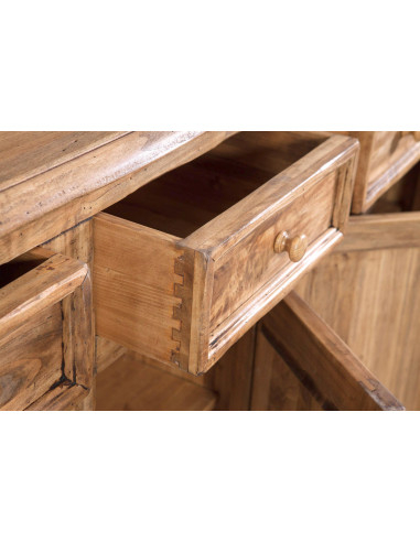 Credenza Country in legno massello di tiglio finitura naturale 202x45x103 cm Credenza Country in legno massello di tiglio finitura naturale 202x45x103 cm