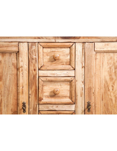 Credenza Country in legno massello di tiglio finitura naturale 135x45x92 cm Credenza Country in legno massello di tiglio finitura naturale 135x45x92 cm
