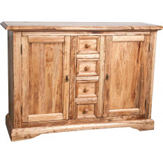 Credenza Country in legno massello di tiglio finitura naturale 135x45x92 cm
