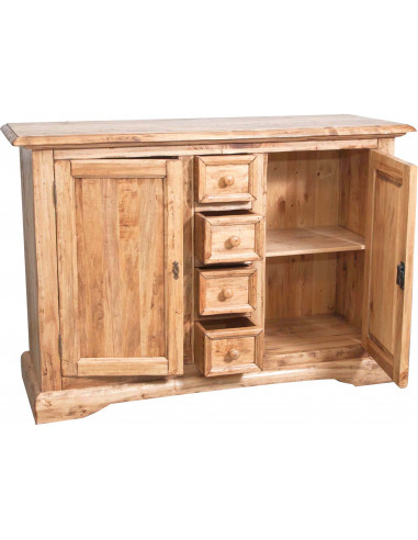 Aparador country em madeira maciça de limão, acabamento natural 135x45x92 cm Aparador country em madeira maciça de limão, acabamento natural 135x45x92 cm