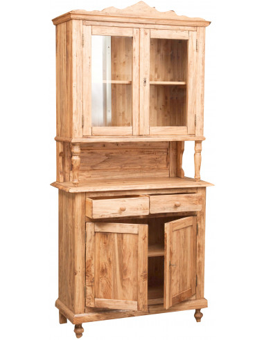 Vetrina credenza in legno massello di tiglio finitura naturale:foto particolare ante semiaperte - Biscottini.it Vetrina credenza in legno massello di tiglio finitura naturale:foto particolare ante semiaperte - Biscottini.it