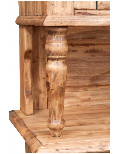 Vetrina credenza in legno massello di tiglio finitura naturale:foto particolare ripiano centrale  - Biscottini.it