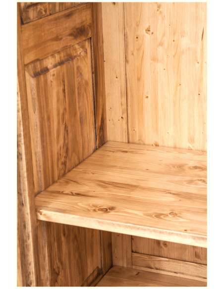 Armadio Country in legno massello di tiglio finitura naturale 127x59x204 cm