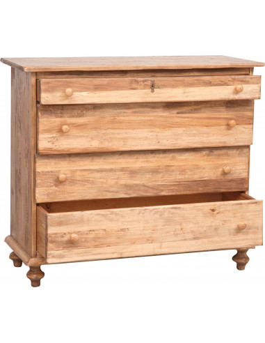 Comò Country in legno massello di tiglio finitura naturale 114x49x99 cm Comò Country in legno massello di tiglio finitura naturale 114x49x99 cm