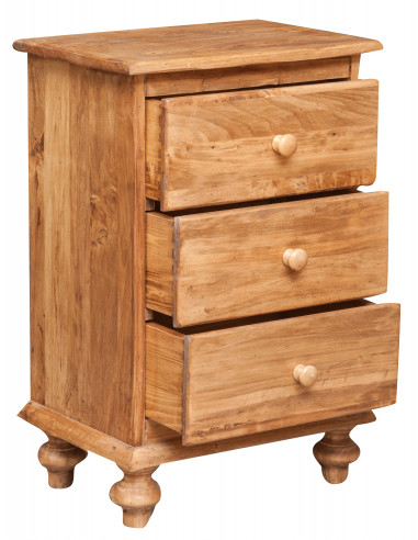 Comodino Country in legno massello di tiglio finitura naturale 50x35x75 cm Comodino Country in legno massello di tiglio finitura naturale 50x35x75 cm
