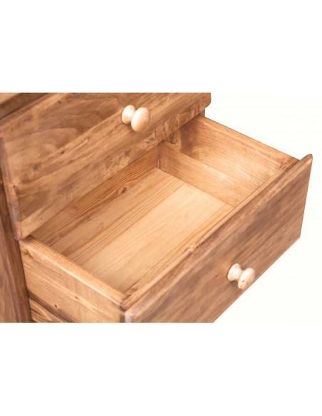 Mesa de cabeceira do país em madeira de cal sólida acabamento natural 50x35x75 cm