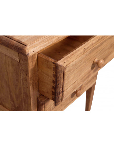 Comodino Country in legno massello di tiglio finitura naturale 55x35x65 cm