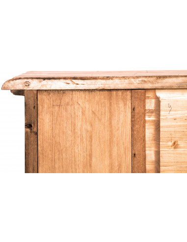 Mobile porta tv Country in legno massello di tiglio struttura bianca anticata piano finitura naturale 150x51x56 cm Mobile porta tv Country in legno massello di tiglio struttura bianca anticata piano finitura naturale 150x51x56 cm