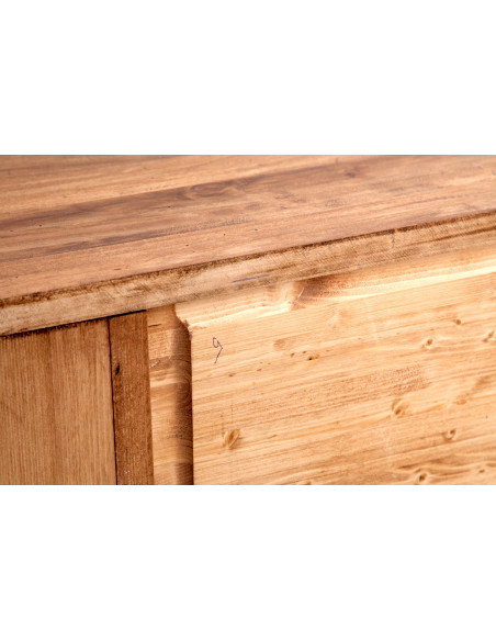 Armário de TV do país em madeira sólida estrutura de telha branco antiqued natural finish 150x51x56 cm