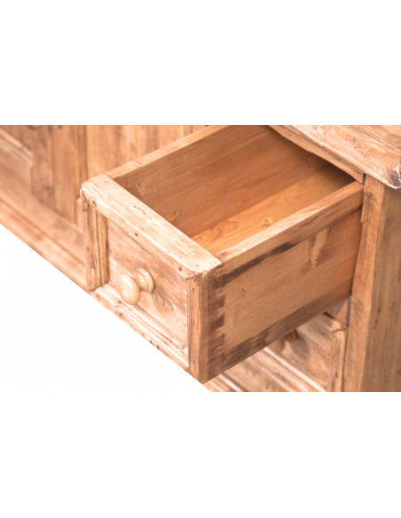 Armário de TV do país em madeira sólida estrutura de telha branco antiqued natural finish 150x51x56 cm