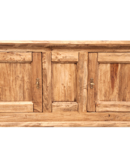 Armário de TV do país em madeira sólida estrutura de telha branco antiqued natural finish 150x51x56 cm