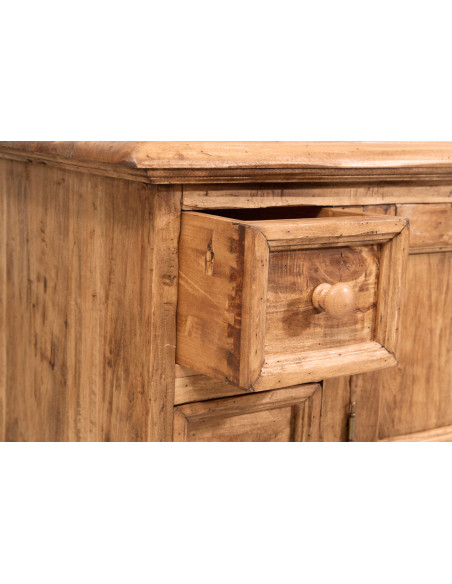 Armário de TV do país em madeira sólida estrutura de telha branco antiqued natural finish 150x51x56 cm