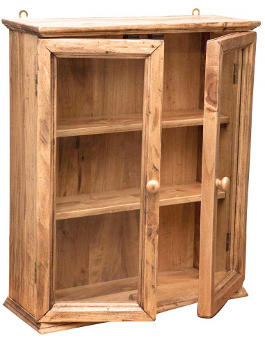 Vetrinetta Country da appendere in legno massello di tiglio finitura naturale 48x17x57 cm Vetrinetta Country da appendere in legno massello di tiglio finitura naturale 48x17x57 cm