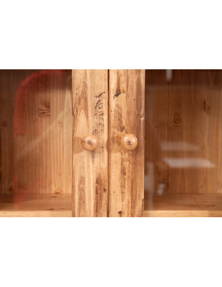 Vetrinetta scantonata da appendere in legno massello di tiglio finitura naturale 86x21x75 cm
