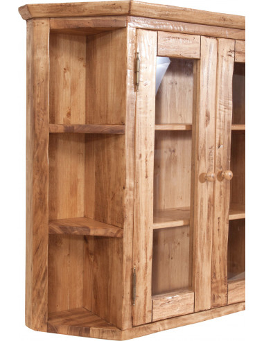 Vetrinetta scantonata da appendere in legno massello di tiglio finitura naturale 86x21x75 cm Vetrinetta scantonata da appendere in legno massello di tiglio finitura naturale 86x21x75 cm