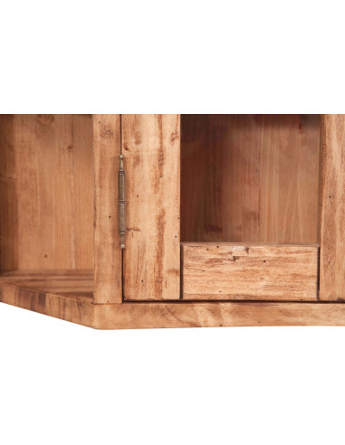 Vetrinetta scantonata da appendere in legno massello di tiglio finitura naturale 86x21x75 cm Vetrinetta scantonata da appendere in legno massello di tiglio finitura naturale 86x21x75 cm