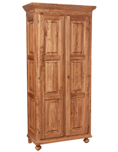 Armadio Country in legno massello di tiglio finitura naturale 100x50x210 cm