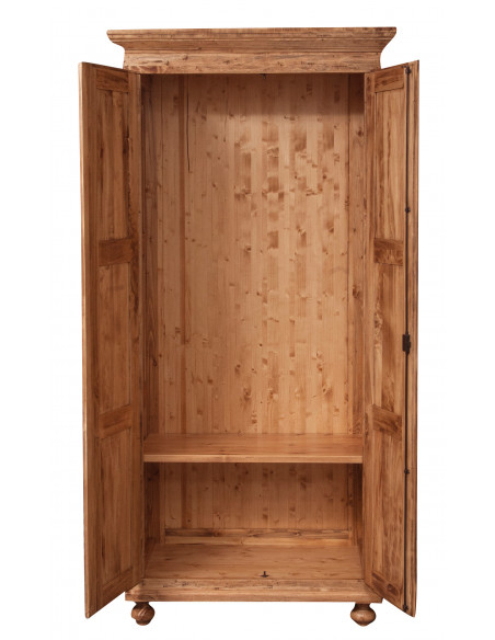 Armadio Country in legno massello di tiglio finitura naturale 100x50x210 cm