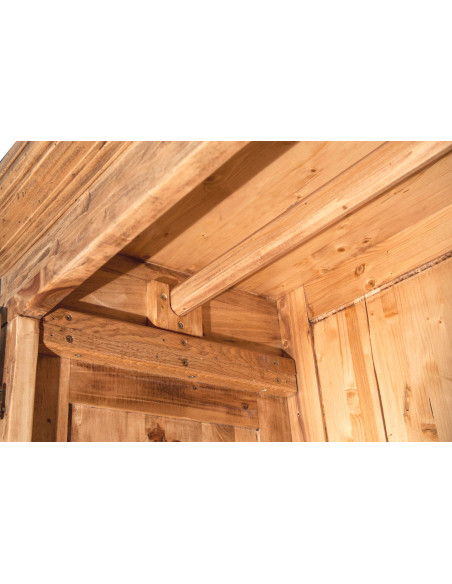 Armadio Country in legno massello di tiglio finitura naturale 100x50x210 cm
