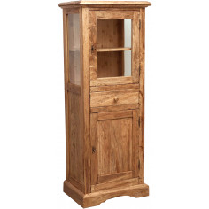 Vetrina Country in  legno massello di tiglio finitura naturale 55x43x150 cm