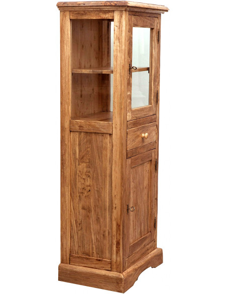 Vetrina Country in  legno massello di tiglio finitura naturale 55x43x150 cm