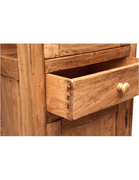 Vetrina Country in  legno massello di tiglio finitura naturale 55x43x150 cm
