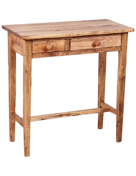 Mesa consola country em madeira maciça de limão, acabamento natural 73x36x75 cm