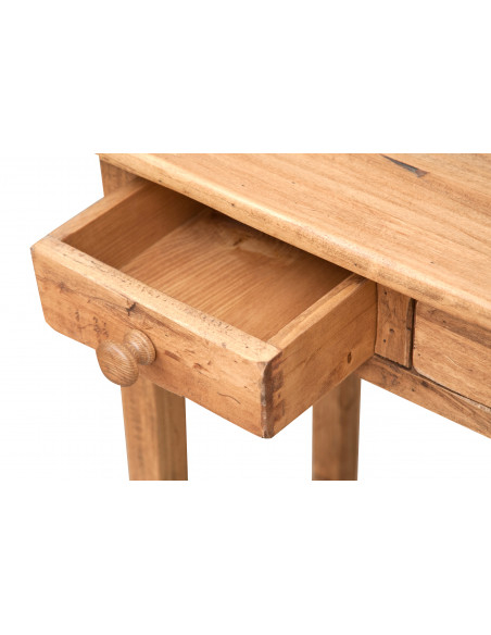 Mesa consola country em madeira maciça de limão, acabamento natural 73x36x75 cm
