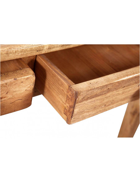 Mesa consola country em madeira maciça de limão, acabamento natural 73x36x75 cm