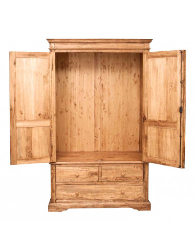 Guarda -roupa do país em acabamento de madeira maciça de madeira 120x59x197 cm Guarda -roupa do país em acabamento de madeira maciça de madeira 120x59x197 cm