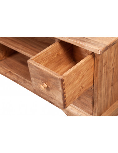 Mobile porta Tv Country in legno massello di tiglio finitura naturale 129x40x60 cm Mobile porta Tv Country in legno massello di tiglio finitura naturale 129x40x60 cm
